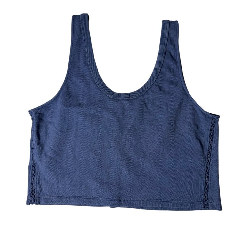 Aerie Blue Ribbed Scoop Neck Tank Top Women’s Size Large | Casual Cropped Lounge